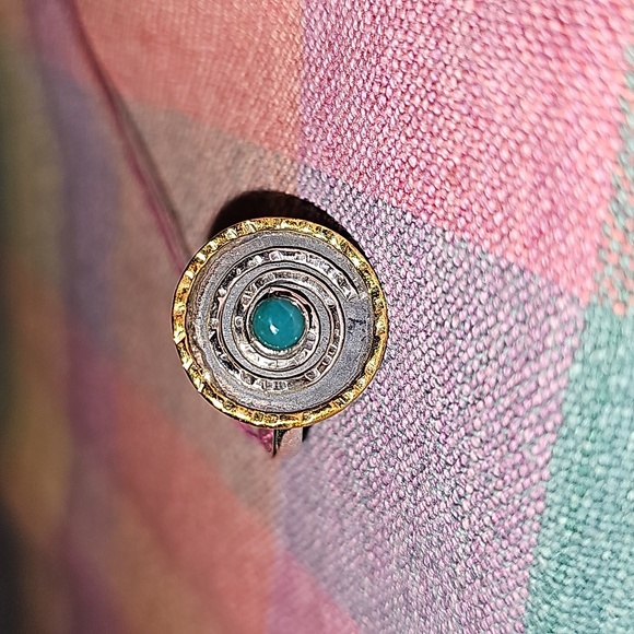 New Sterling silver Green onyx circle ring, size 9 - Picture 6 of 6